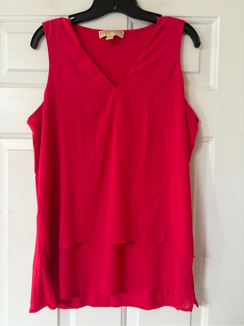 MICHAEL by Michael Kors Fuchsia Pink V Neck Tank Blouse Tunic Size large.